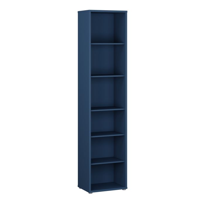 AVELINE Tall Narrow Bookcase with 5 Shelves - Night Blue
