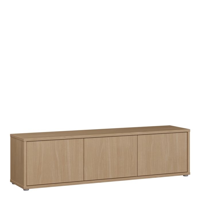 AVELINE Wide TV Unit Cabinet with 3 Push to Open Doors - Elegancia Oak