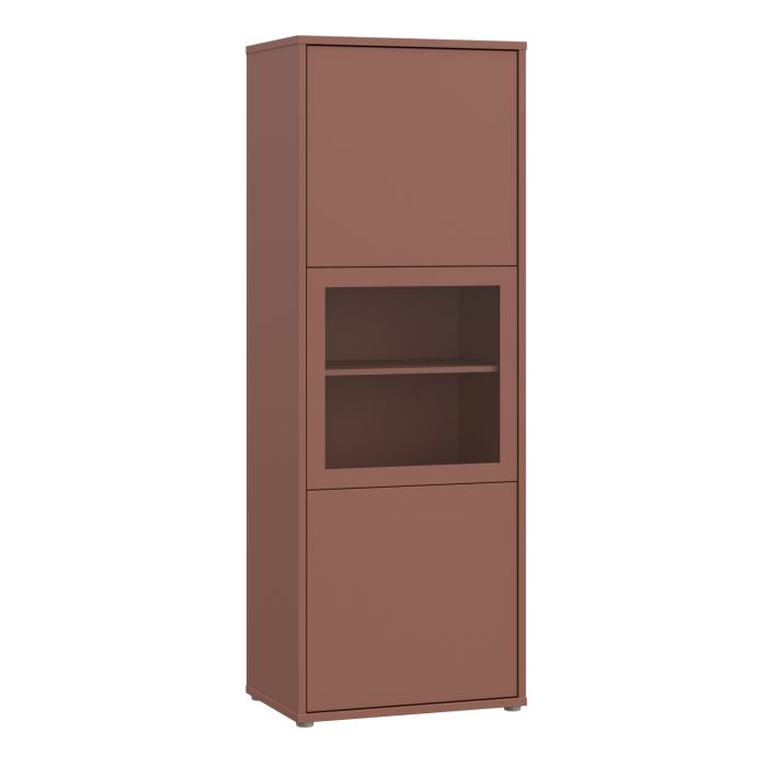AVELINE Narrow Display Cabinet with 3 Push to Open Doors - Terracotta