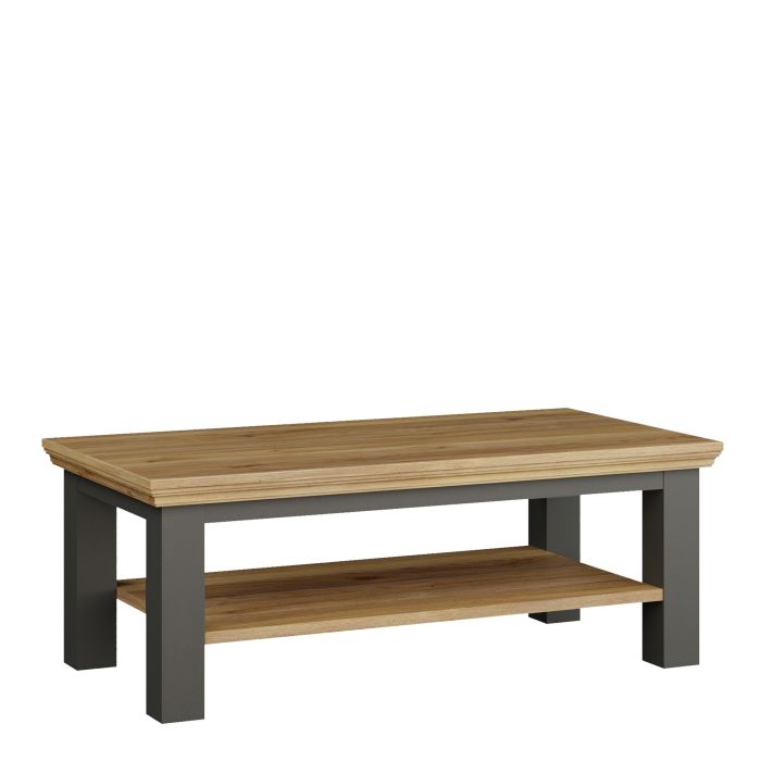 ELMRIDGE Large Rectangular Coffee Table with Shelf - Grey with Mauvella Oak