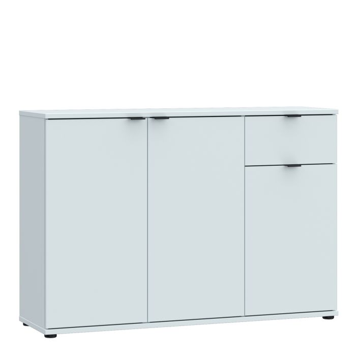 HELION Wide Sideboard Cupboard with 3 Doors and Drawer - Light Grey