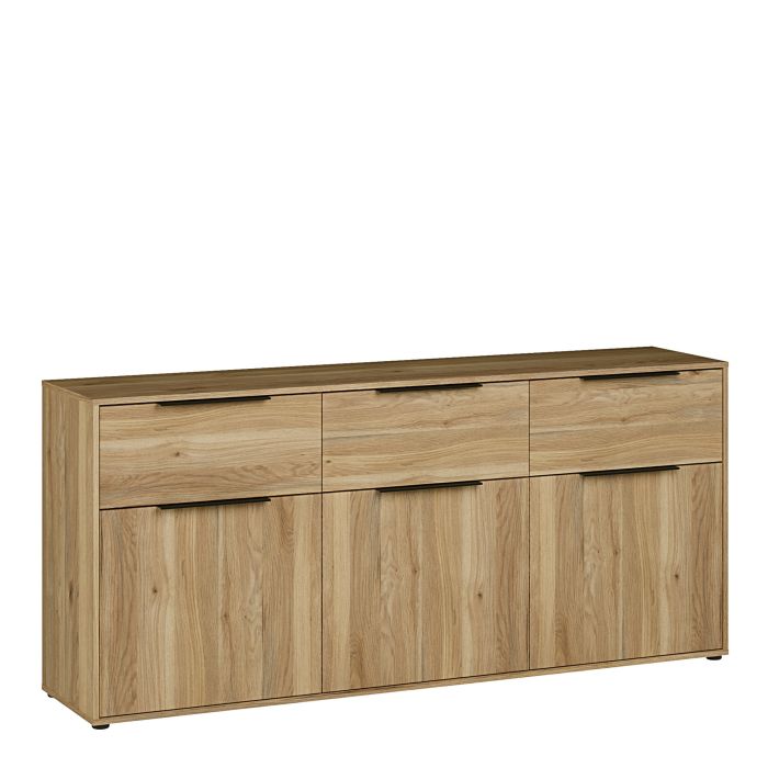 NORDELL 3 Drawer Sideboard with 3 Doors - Mauvella Oak