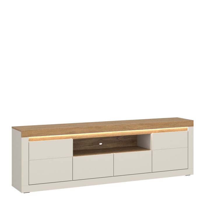 NAXTON TV Unit with 2 Doors and 2 Drawers - Cashmere with Stone Oak