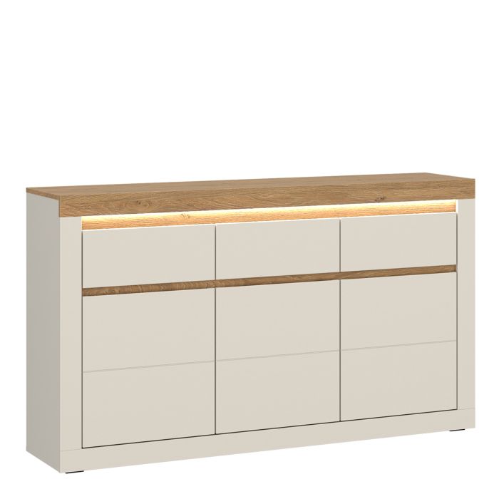 NAXTON Sideboard with 3 Doors and 3 Drawers - Cashmere with Stone Oak