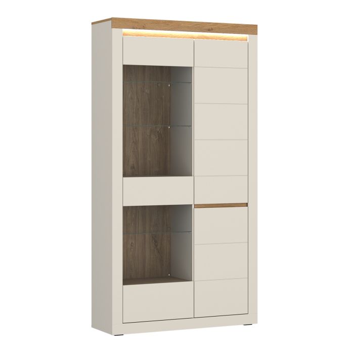 NAXTON Tall Display Cabinet with 2 Doors (Left Hand) - Cashmere with Stone Oak