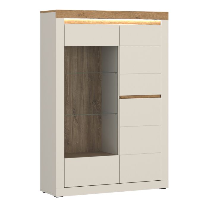 NAXTON Display Cabinet with 2 Doors (Right Hand) - Cashmere with Stone Oak