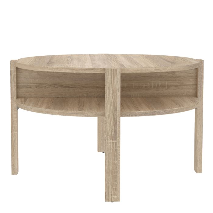 BAHARO Round Coffee Table with Open Shelf - Sonoma Oak