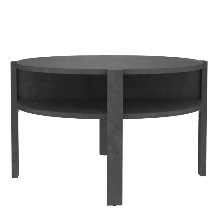 BAHARO Round Coffee Table with Open Shelf - Optic Dark Grey