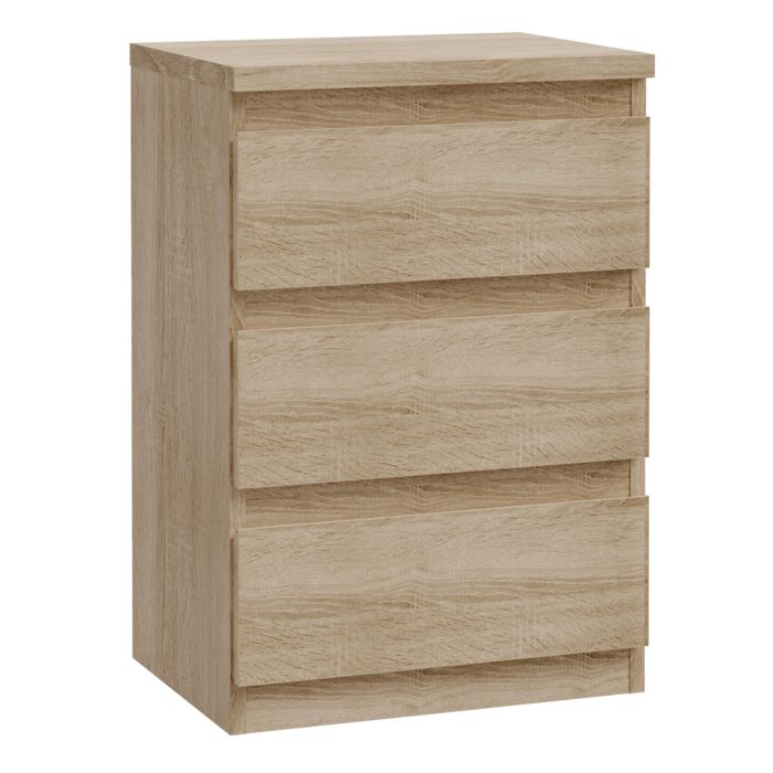 EDMONT Bedside Table with 3 Drawers - Sonoma Oak