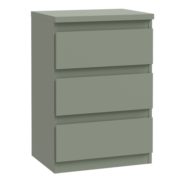 EDMONT Bedside Table with 3 Drawers - Sage Green