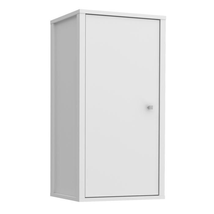 IPSWICK Hanging Bathroom Storage Cabinet with 1 Door and Silver Handle - White