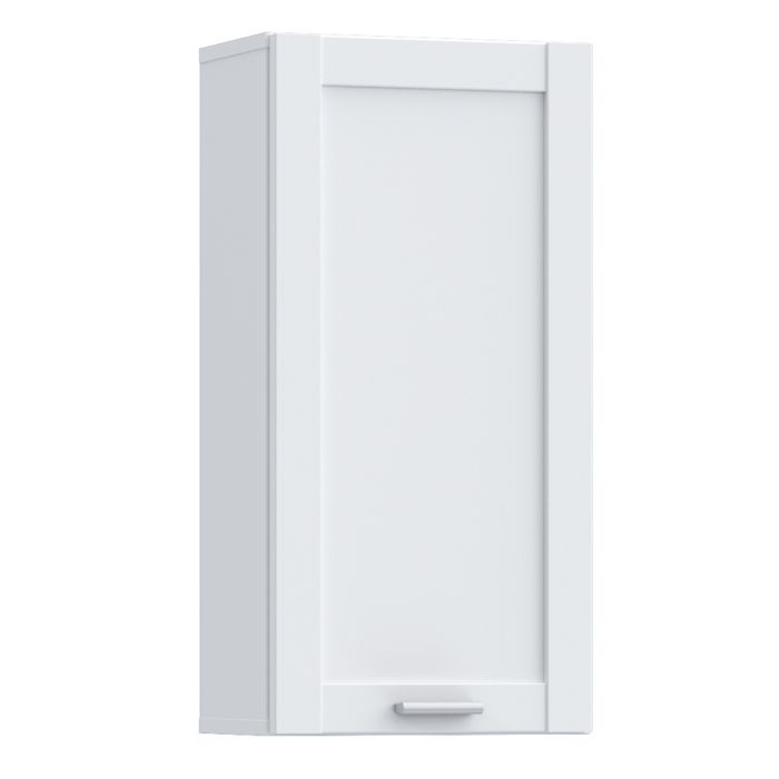 LOKARA Hanging Bathroom Storage Cabinet with 1 Door and Silver Handle - White