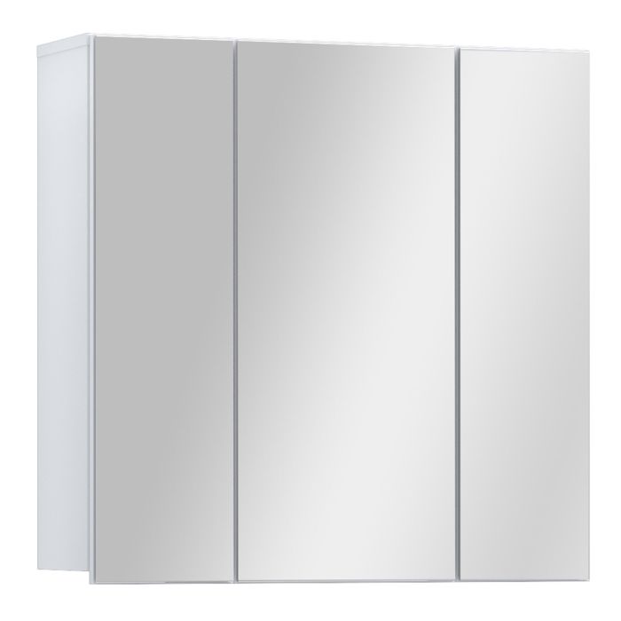 LOKARA Hanging Bathroom Mirror Cabinet with 3 Mirrored Doors - White