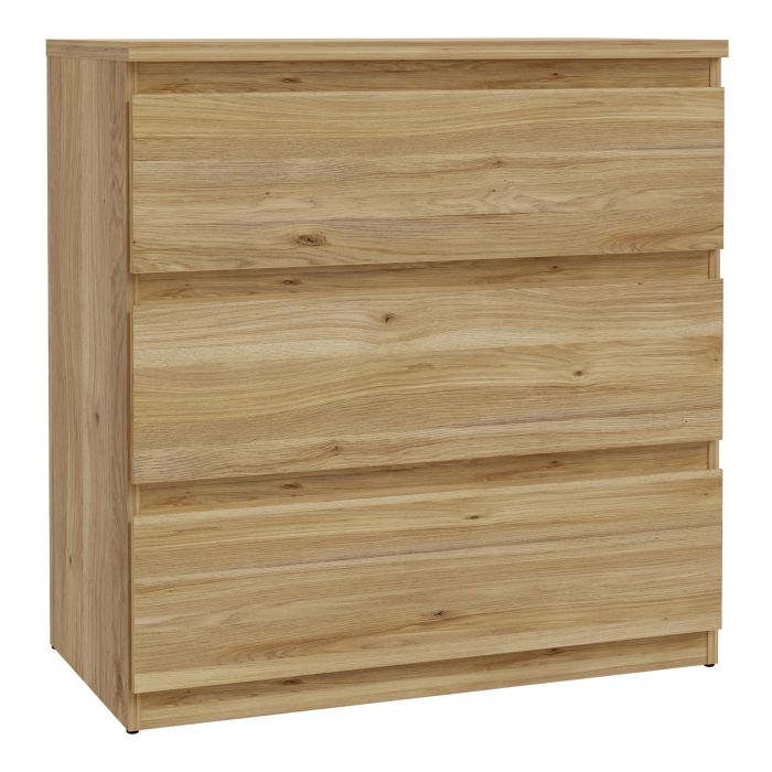 EDMONT Oak Finish Chest of Drawers - Medium-sized, 3 Drawers
