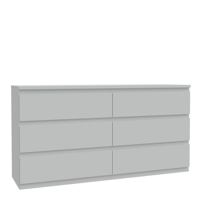 EDMONT Grey Chest of Drawers - Extra Large-sized, Double, 6 Drawers
