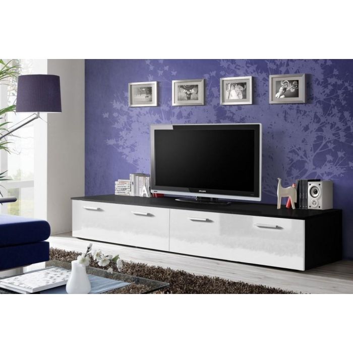 Duos TV Cabinet in Black and White Gloss
