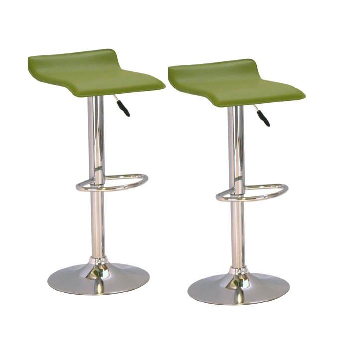 Salford Chrome Bar Stool Pair with Adjustable Features - Green