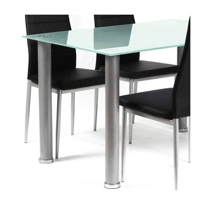 Cosette Cyrus Glass Top Dining Table - Silver