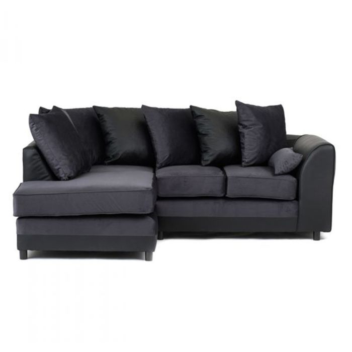 DALPORT Velvet 4 Seater L Shaped - Left Hand Facing Corner Sofa - Dark Grey