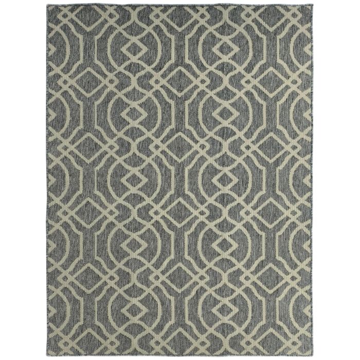 HERON UV Resistant Area Rug 170x120cm Geometric Pattern Grey