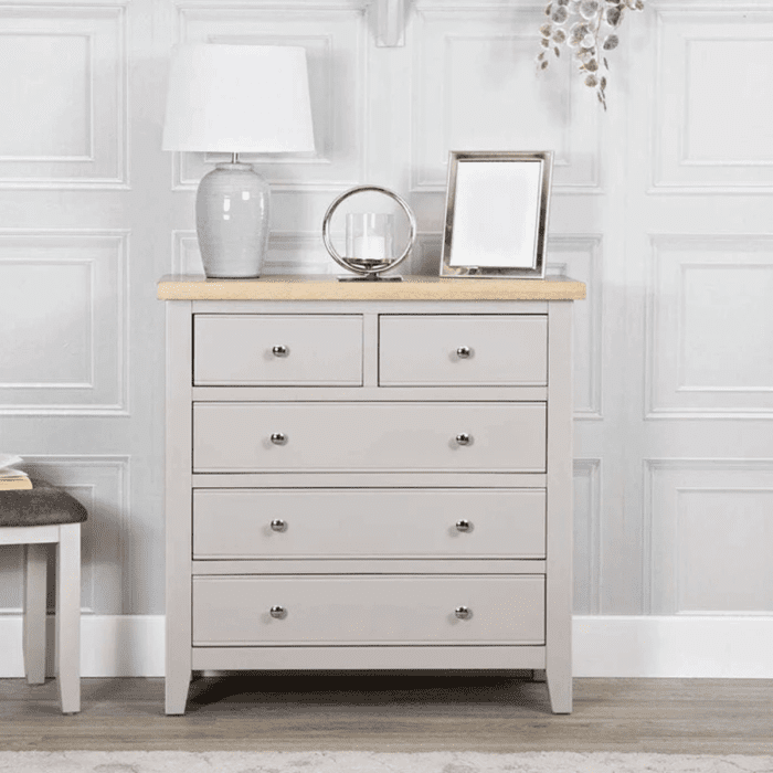 Grey Chest of Drawers - BAKERSFIELD Medium Chest  5 Drawers