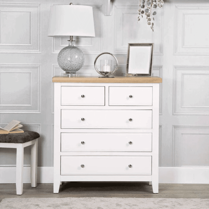White Chest of Drawers - LEHI Medium Chest 5 Drawers
