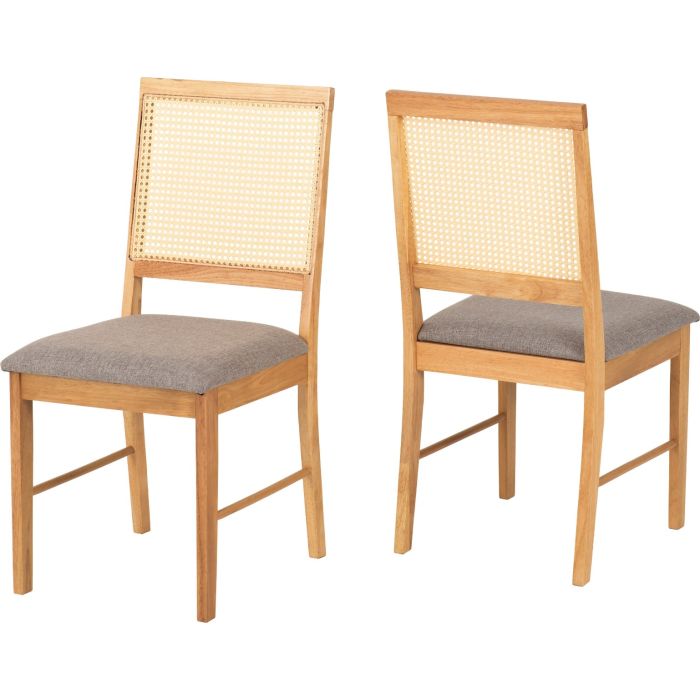 Ellis Chair (Box of 2) - Oak Effect Grey Fabric