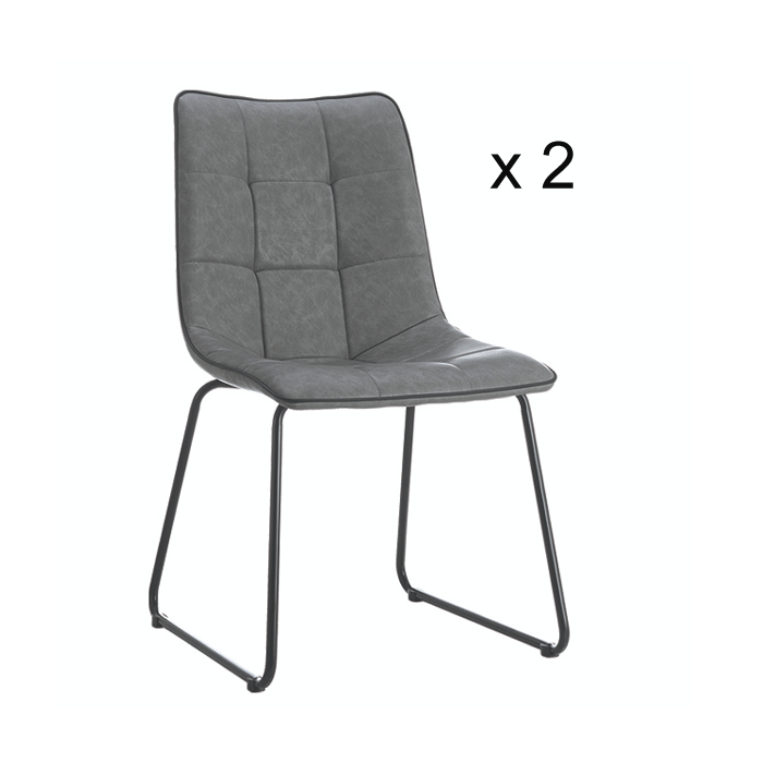 Wisbech Grey PU Dining Chair with Black Metal Legs - Sold in Pair