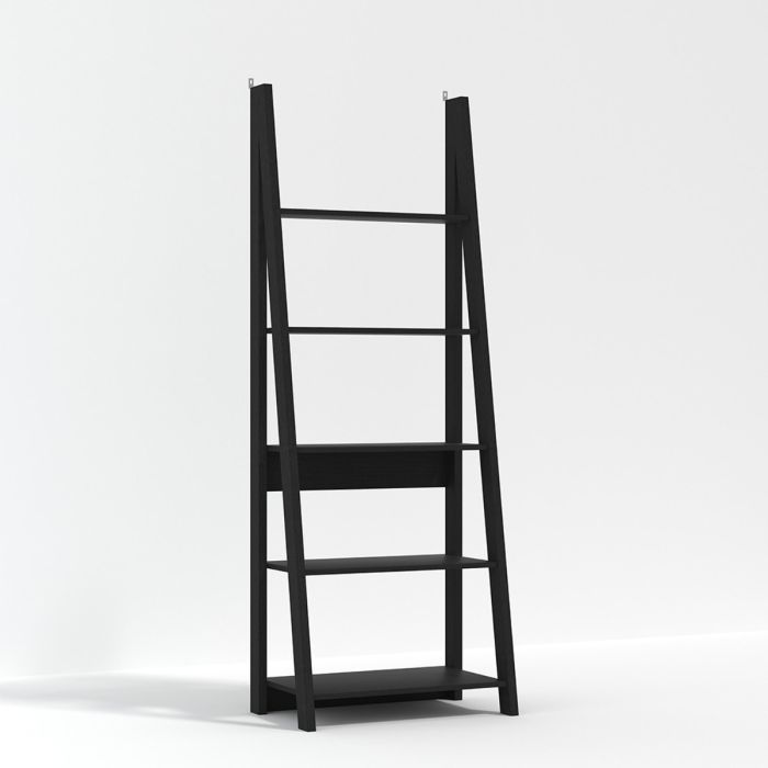 Tiva Ladder Style 4 Shelves Bookcase - Matt Black