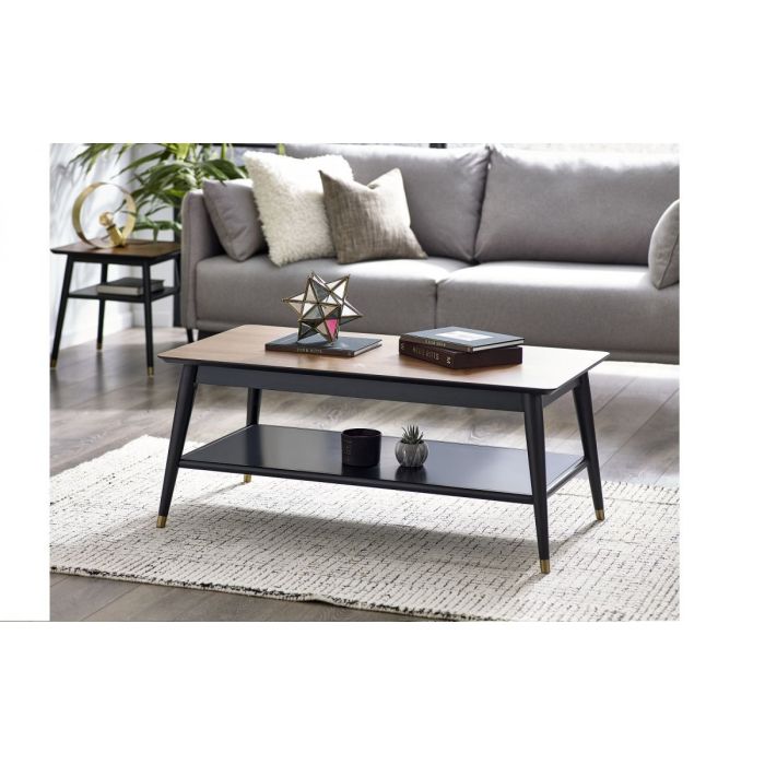 Findlay Coffee Table with Shelf - Walnut & Black