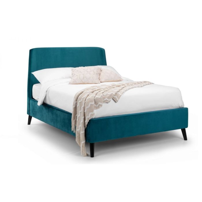 Frida Curved Velvet Kingsize Bed - Teal