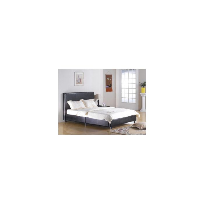 Luxurious Purbeck Black Faux Leather Effect Bed with High Headboard Opulent Style - 4ft Small Double