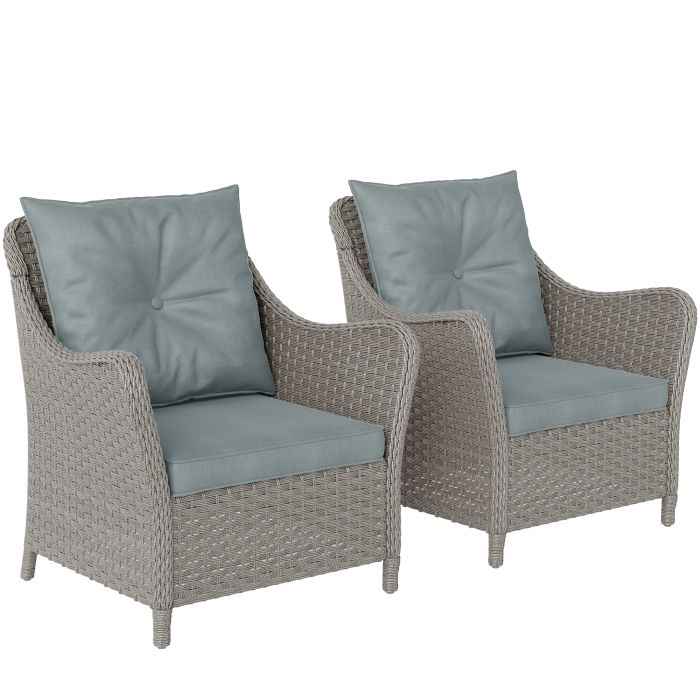 SUNVISTA Rattan Garden Chairs Set of 2 Outdoor Rattan Chairs Light Grey