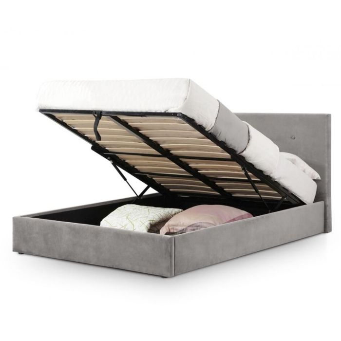 Shoreditch Grey Velvet Ottoman Storage Bed - Double 4ft6