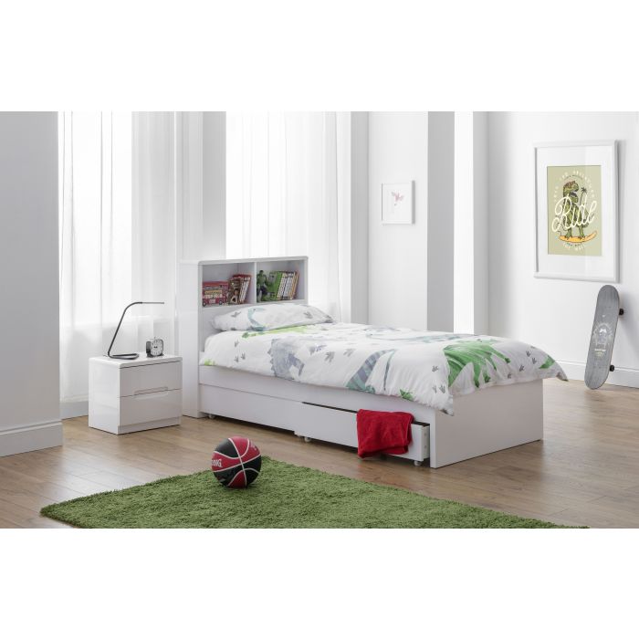 Manhattan Single Bookcase Bed - White