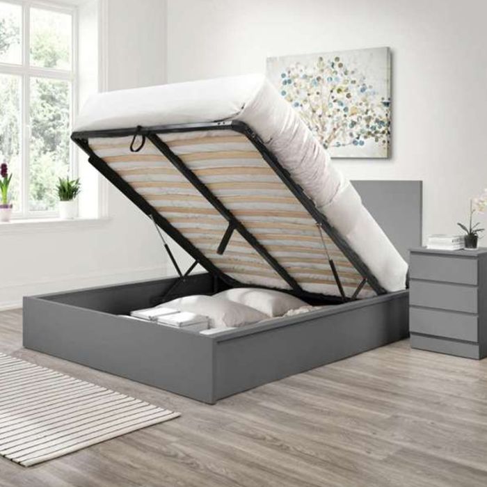 Modern Streamlined Design Oslo Ottoman Grey Bed - Kingsize 5ft