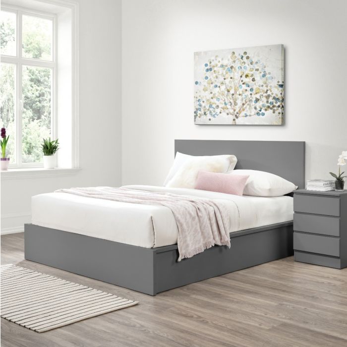 Modern Streamlined Design Oslo Ottoman Grey Bed - Standard Double 4ft6