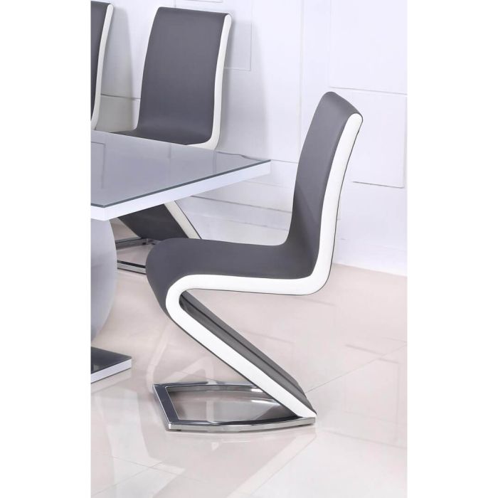 Crediton Modern Dining Chair with White PU Sides 2pc - Grey