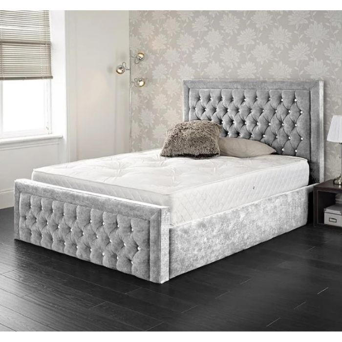 Harvard Plush Velvet Bed - Grey in 5 Sizes