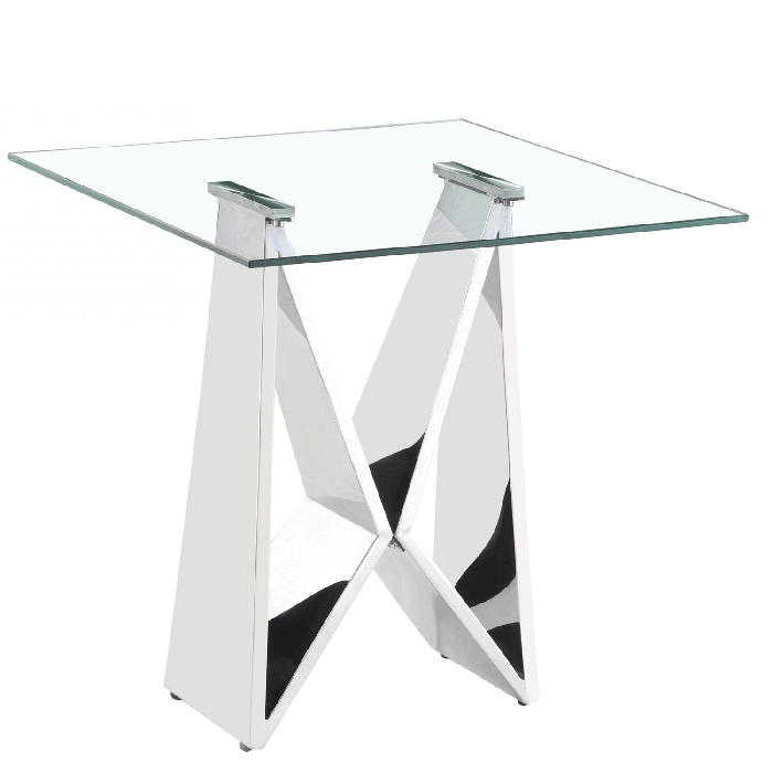 Stoke Silver Twin Tower Glass Side Table Unique Design Elegance