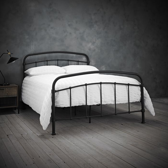 Halston Black Industrial Chic Style Bed - Kingsize 5ft