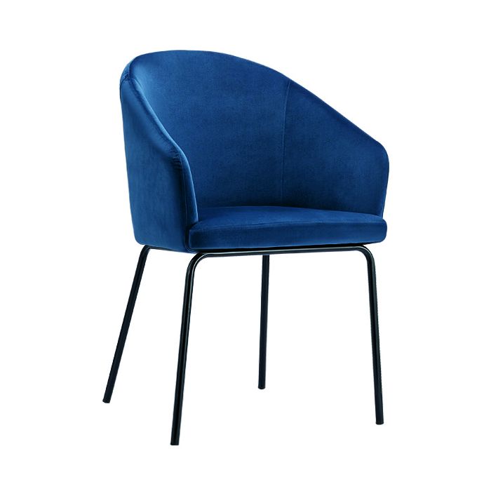 Bristol Luxurious Blue Velvet Dining Chair Set with Black Metal Legs - 2 Piece