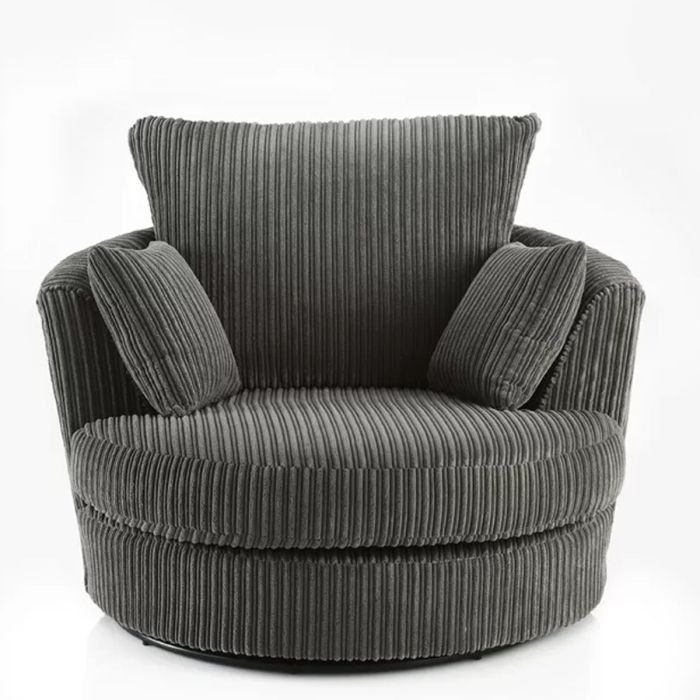 Harley Jumbo Cord Grey Swivel Chair
