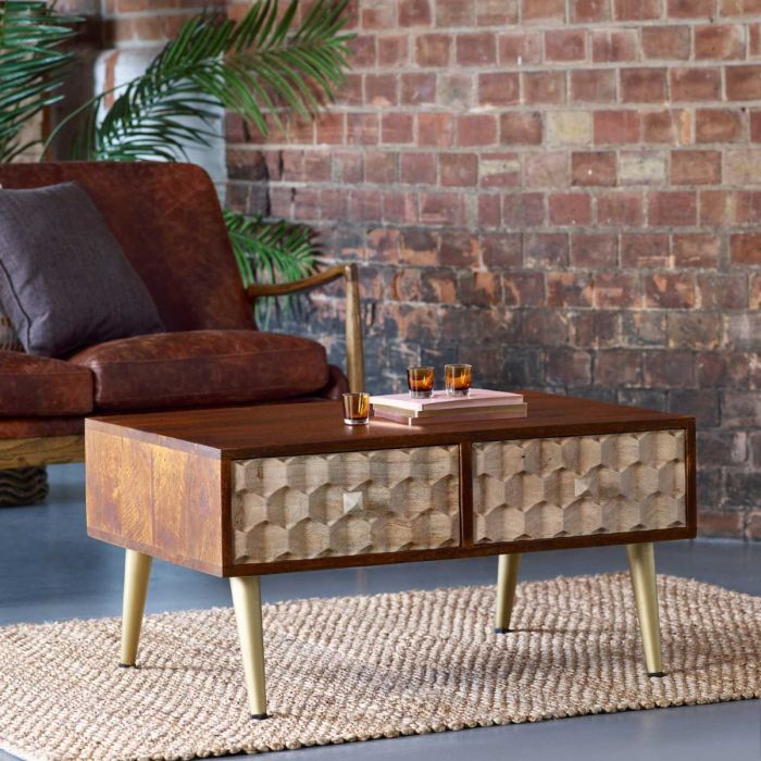 Nicklin Scandinavian Style Legs Coffee Table With 2 Drawers