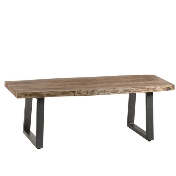 Maureen Black Metal Frame Solid Acacia Wood Coffee Table