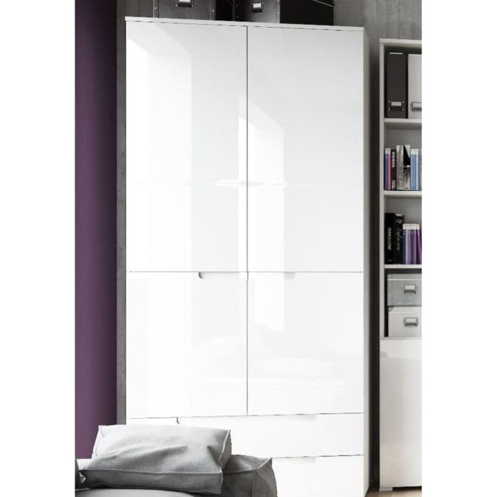 Wardrobe - SARNIA 2 Door Wardrobe White 100cm
