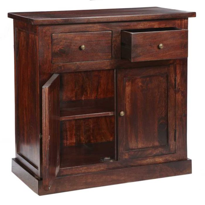 Buffham Solid Mango Wood Sideboard with 2 Drawer and 2 Door - Dark Mahogany