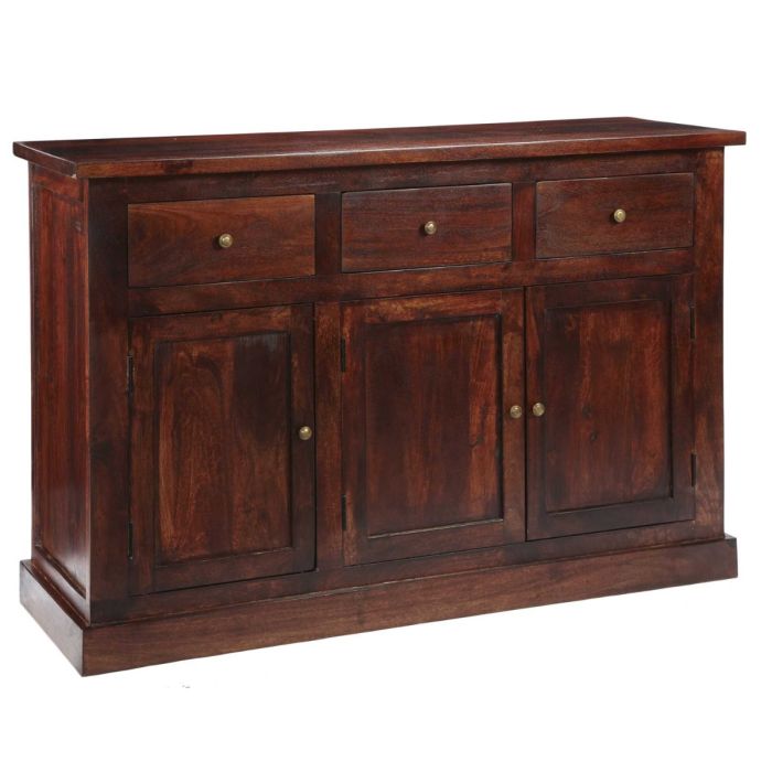 Buffham Solid Mango Wood Sideboard with 3 Drawer and 3 Door - Dark Mahogany