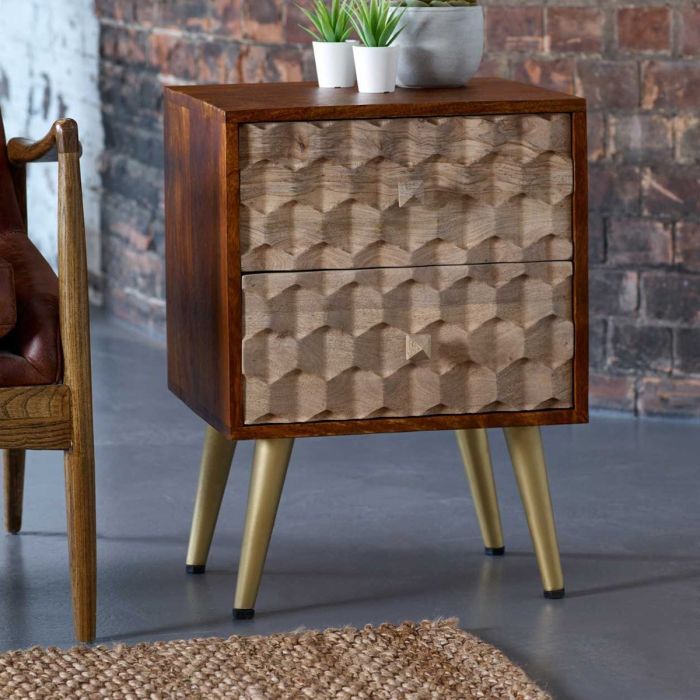 Nicklin Scandinavian Style Legs 2 Drawer Side Table