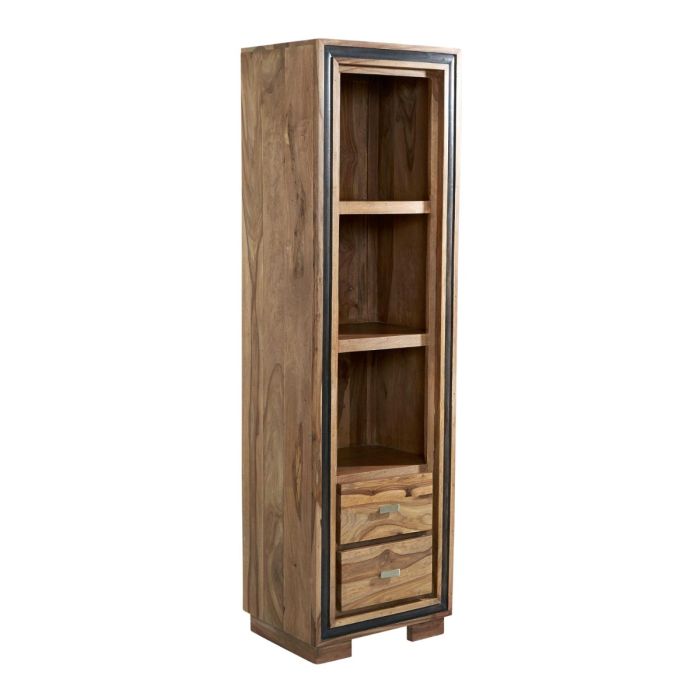 Dixon Sheesham Wood Slim Bookcase with Drawer